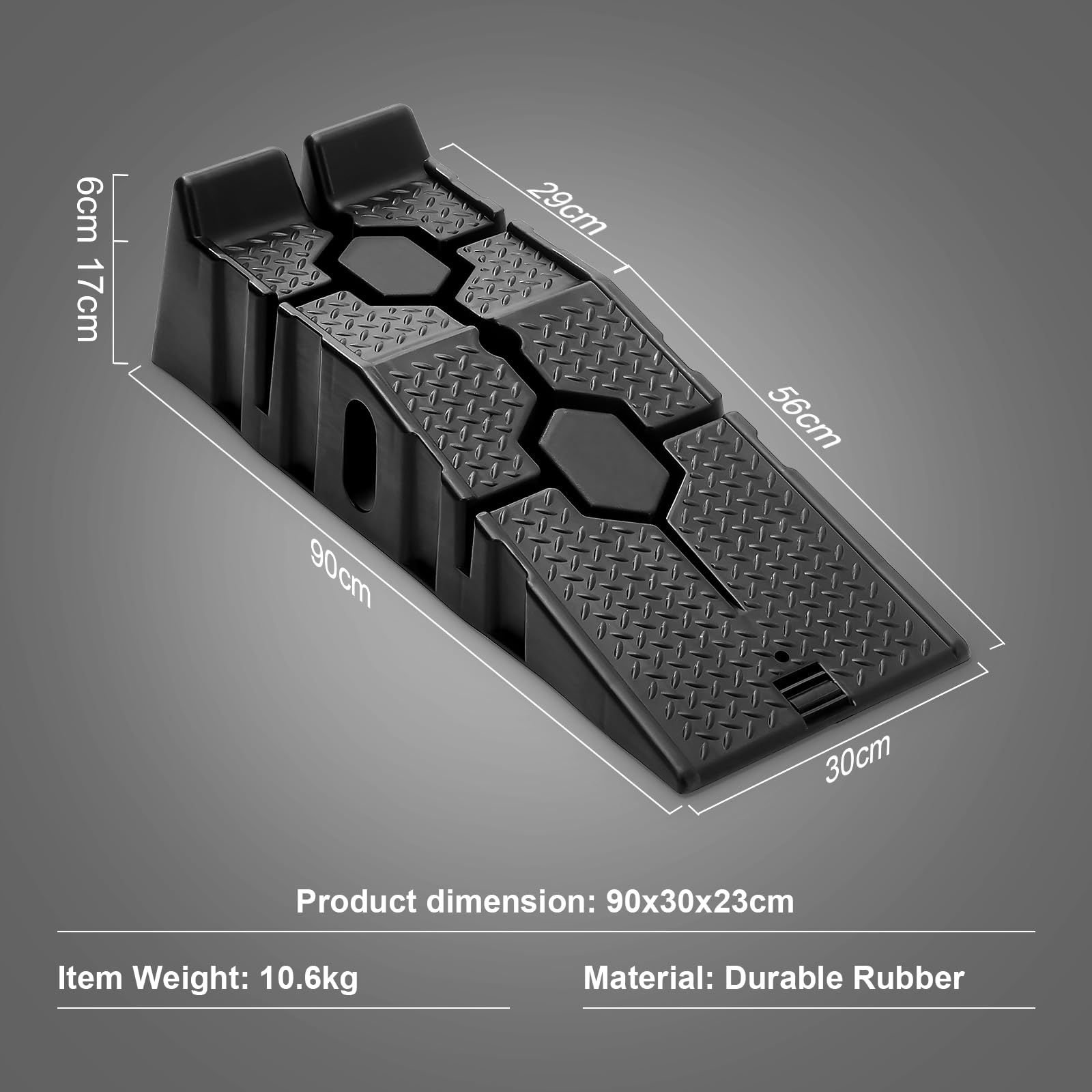 DKIEI Car Ramps, 5 Tons Heavy Duty Kerb Ramps, 2 Pieces of Portable Curb Ramp for Car, Motorhome, Automotive Lifting, 90x30x23cm, Black