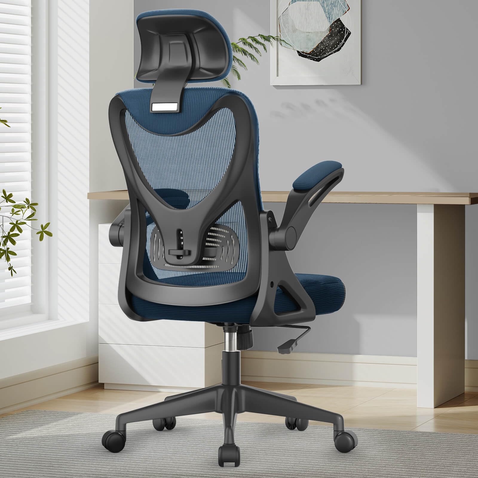 Office Chair - Ergonomic Desk Chair with Lumbar Support Headrest Adjustable, Padded Flip-up Armrests Comfy Seat Cushion High Back Executive Manager Chair For Home Office
