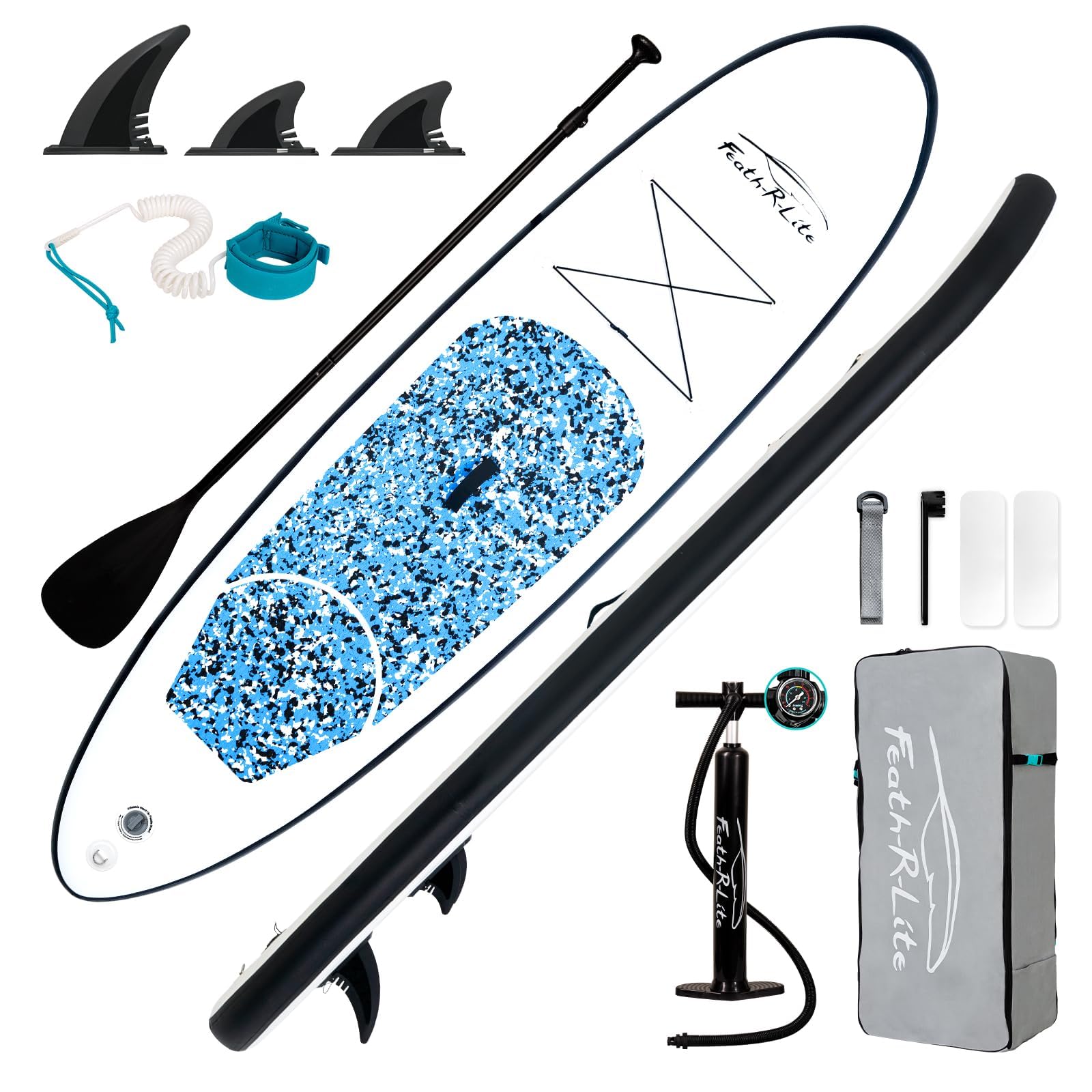 FEATH-R-LITE 10' &11' Inflatable Ultra-Light Stand Up Paddle Board for All Skill Levels Included with SUP, Adj Paddle, Pump, Backpack, Leash