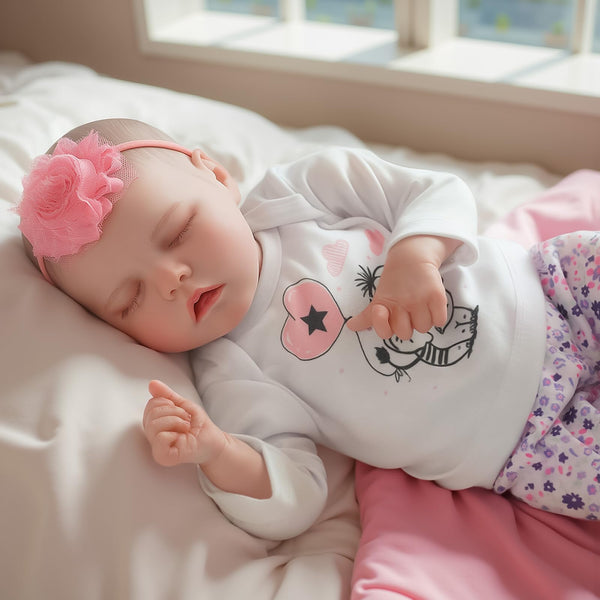 JIZHI Reborn dolls Age 3+ - 17-Inch Handmade Realistic Baby Dolls Soft Cloth Body with Toy Accessories, Reborn Baby Dolls Like a Lifelike Baby(Sleeping baby)