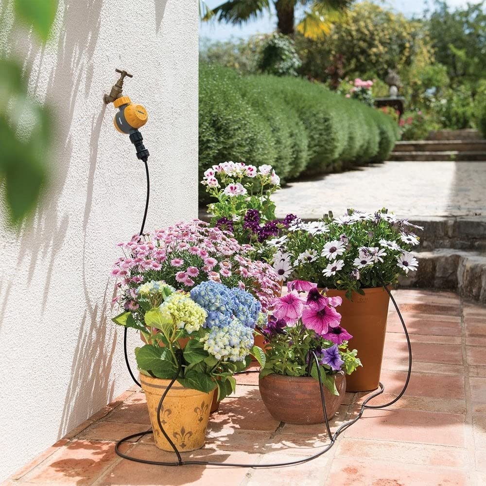 HOZELOCK - Drip Watering Kit 15 Pot : Self-contained System Complete with Timer, Ideal for Potted Plants and Window Boxes, for Precise, Water-saving