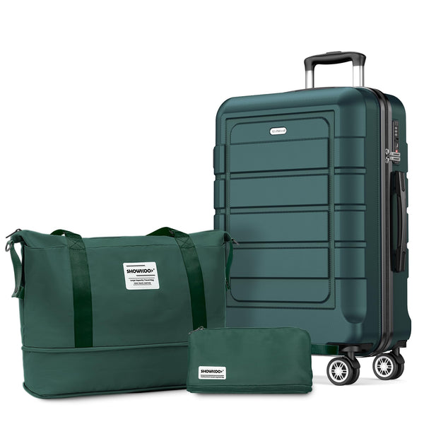 SHOWKOO Suitcase Large 28-Inch Expandable PC+ABS Hard Shell Travel Luggage Lightweight Durable High Capacity with Double Spinner Wheels TSA Lock, 28" Green
