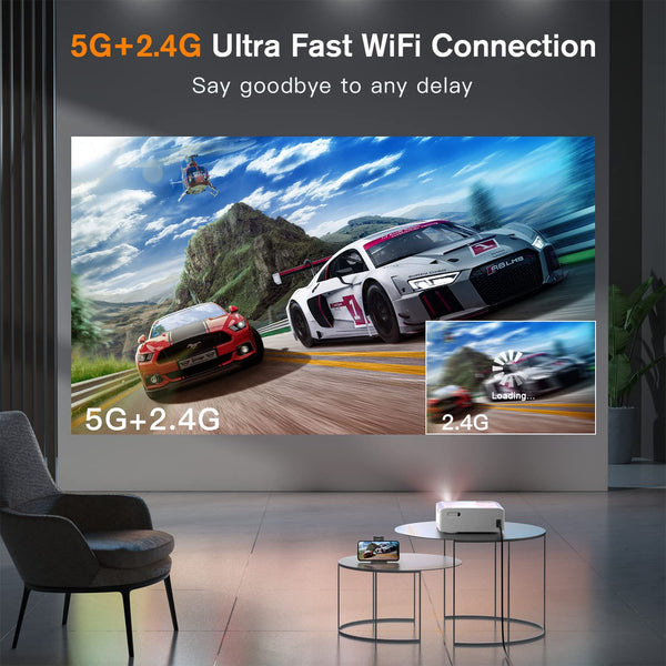 [Official Netflix Certified & Auto Focus] Smart Projector 4K Support, XuanPad Mini Projector for Bedroom, 800 ANSI, Auto Keystone, 3D Stereo Sound WiFi Bluetooth Projector with 360°Adjustable Stand