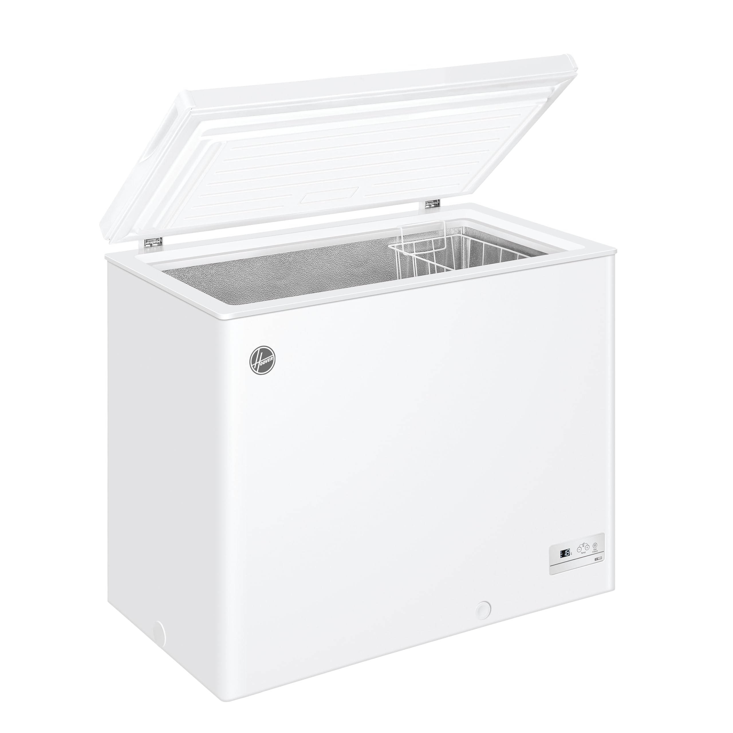 Hoover Freestanding Chest Freezer, 196L Capacity, E Class, Super Freezing Function, Suitable for Outbuildings and Garages, Integrated Handle, White, 91.5x55.5x84.5 cm - HHCH 200 ELK