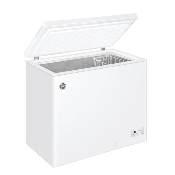 Hoover Freestanding Chest Freezer, 196L Capacity, E Class, Super Freezing Function, Suitable for Outbuildings and Garages, Integrated Handle, White, 91.5x55.5x84.5 cm - HHCH 200 ELK