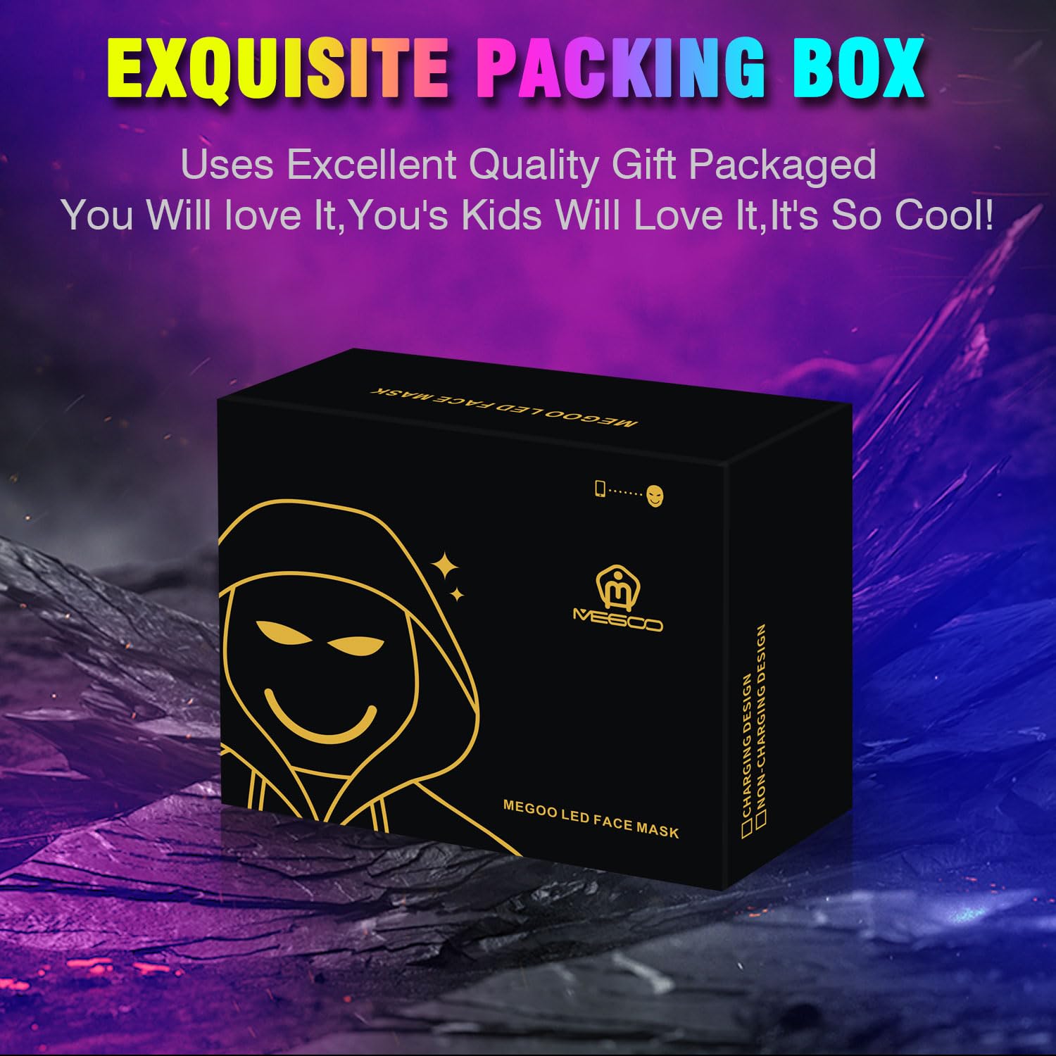 megoo LED Mask with Bluetooth Design Customized Programmable by APP,Halloween LED Luminous Mask for Costume Halloween DJ Masquerade Rave Cosplay Birthday Party