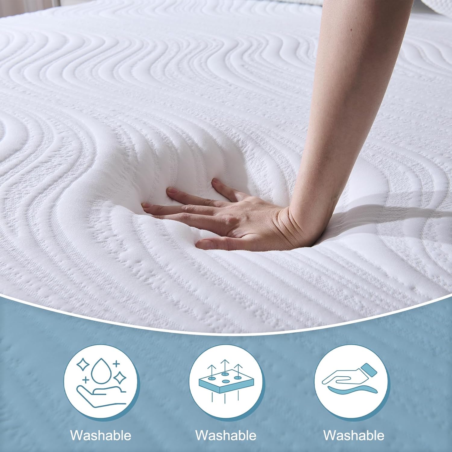 Hiimgo King Mattress (150x200x20cm) – 20cm Medium Firm Memory Foam Mattress with Carved Knitted Cover for Pressure & Back Pain Relief