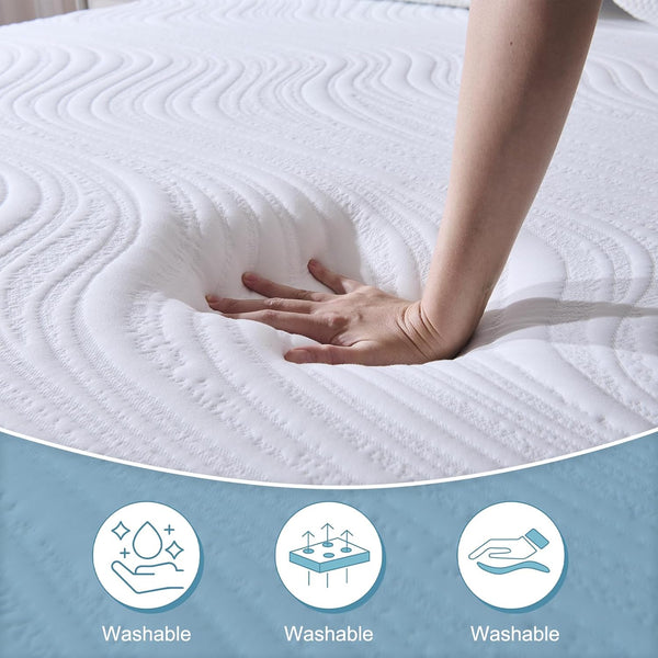 Hiimgo King Mattress (150x200x20cm) – 20cm Medium Firm Memory Foam Mattress with Carved Knitted Cover for Pressure & Back Pain Relief
