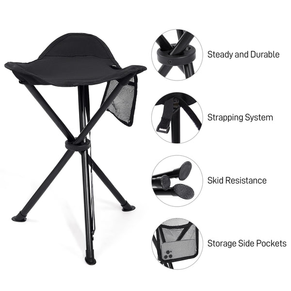 EVER ADVANCED Folding Stool Tripod Tall 53 cm Lightweight Camping Stool Compact Portable Fishing Tripod Camping Chair Collapsible for Outdoor Travel Walking Garden Backpack Hold Up 102 KG