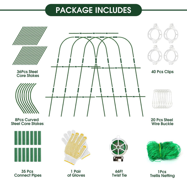 Hoyejyou 65"?48" Cucumber Trellis for Raised Bed, U-Shape Garden Trellis for Climbing Plants Outdoor, Metal Arch Vegetables Trellis, Detachable