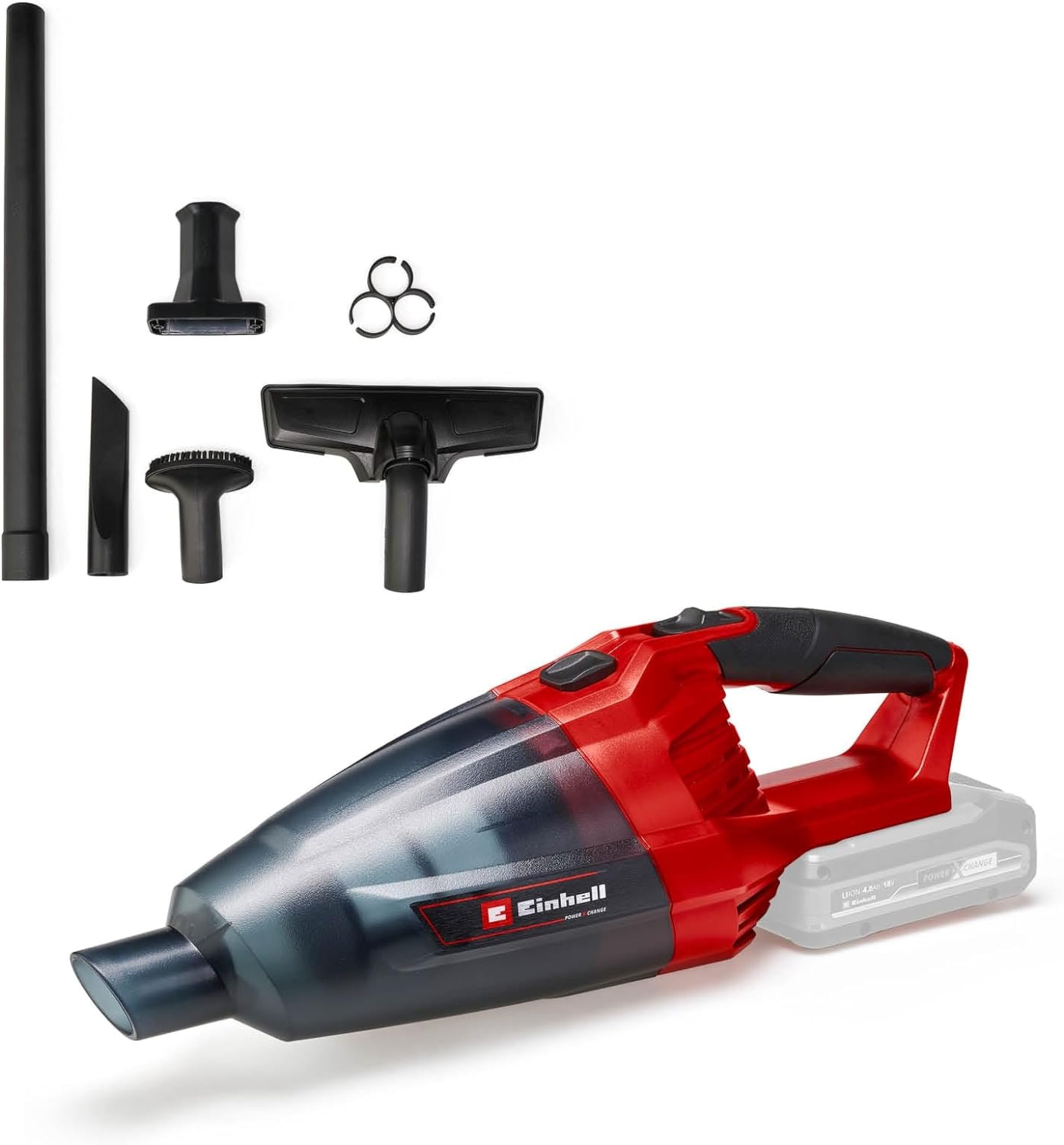 Einhell Power X-Change 18V Cordless Handheld Vacuum Cleaner - For Cleaning Floors, Stairs, Sofas, Cars And Caravans - TE-VC 18 Li Solo Rechargeable