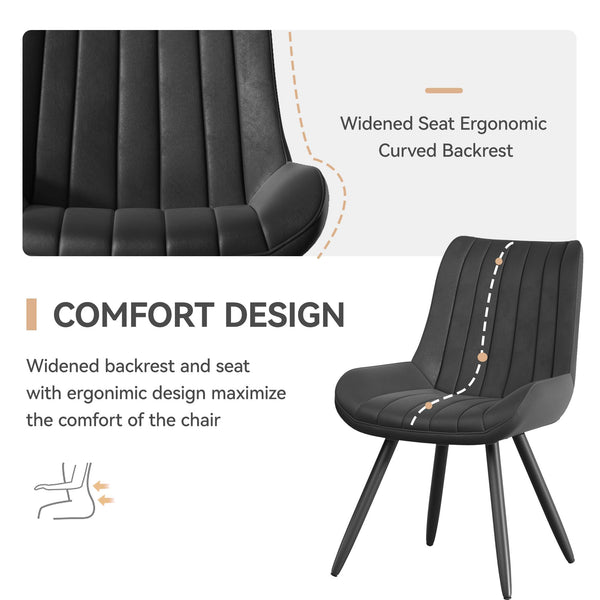 Hawthyhome Dining Chairs Set of 4 |Upholstered Chairs with 10cm Thick Seat Cushion •Upholstered Fabric Dining Chair •Kitchen Chair with Backrest •Modern Armchairs with Metal Legs •Dark Grey