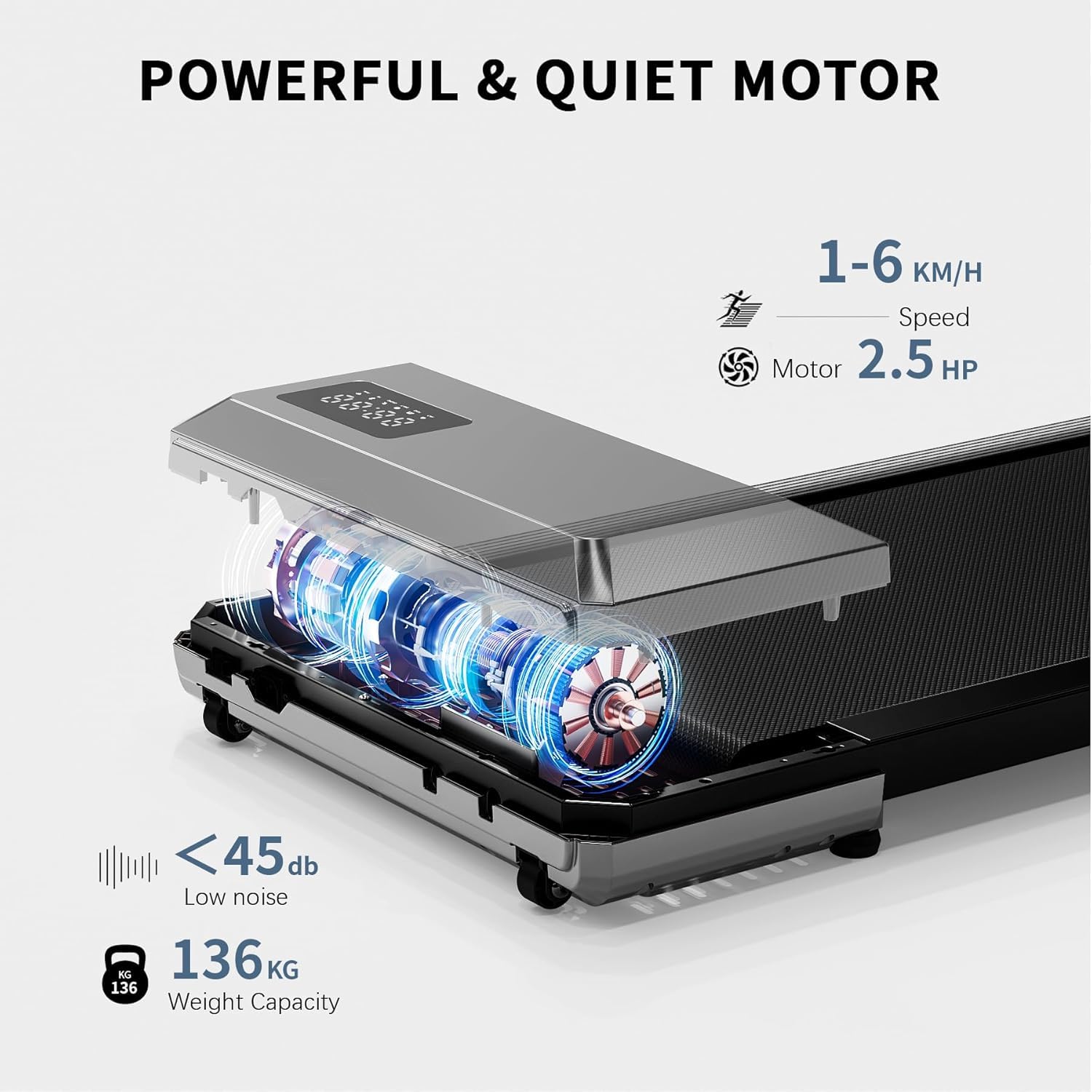 Superun Walking Pad Raceable 2.5HP APP Control Under Desk Treadmill 136KG Capacity Portable Walking Machine for Home with Training Courses and Multi-Runner Races