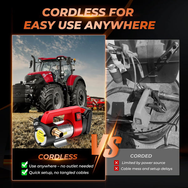 GEARLASSO 21V 260W Battery Powered Diesel Transfer Pump, Electric Fuel Transfer Pump Kit with 2000mAh Battery 12GPM Portable Cordless for Tractor Caravan Truck Boats Yachts No Hoses Included