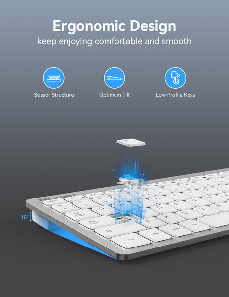 TECKNET 2.4G Wireless Keyboard For Windows/Chrome OS, UK Layout Compact Mini Keyboard, Small Silent Whisper-Quiet Keyboards with 12 months Battery Life (Pink)