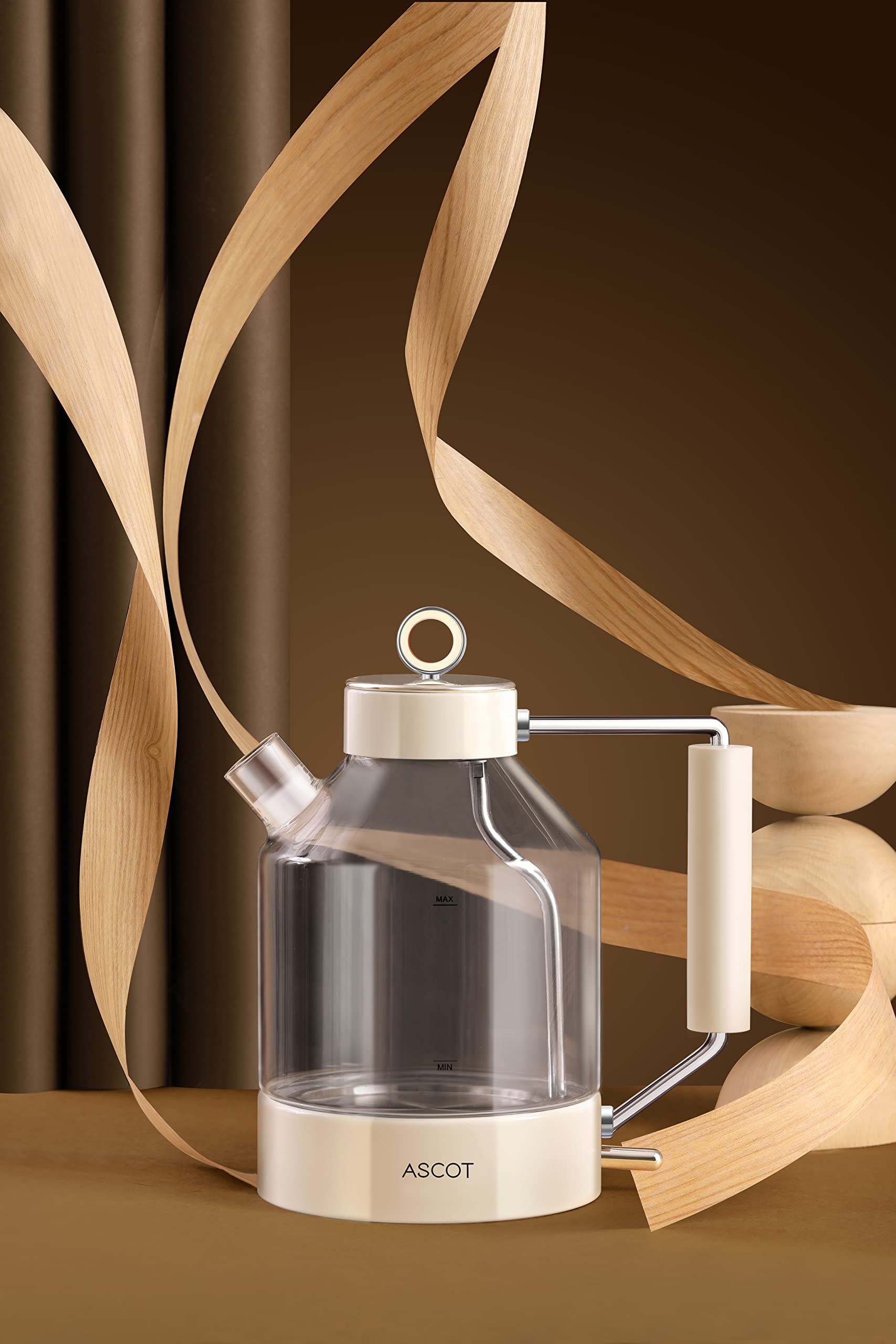 Electric Kettle, ASCOT Glass Electric Tea Kettle 1.5L 2200W Tea Heater & Hot Water Boiler, Borosilicate Glass, BPA-Free, Auto Shut-Off, Boil-Dry