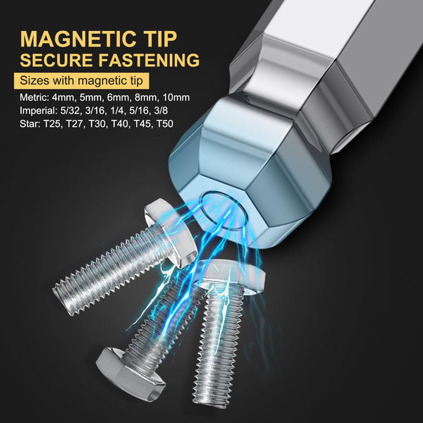 AMTOVL Hex Keys Set, 27PCS Allen Key Set & Star Key Set, Magnetic S2 Steel Metric Imperial Extra Long Ball End Hex Key Set with Color Coding with T-Handle for Bicycle Repair Household DIY