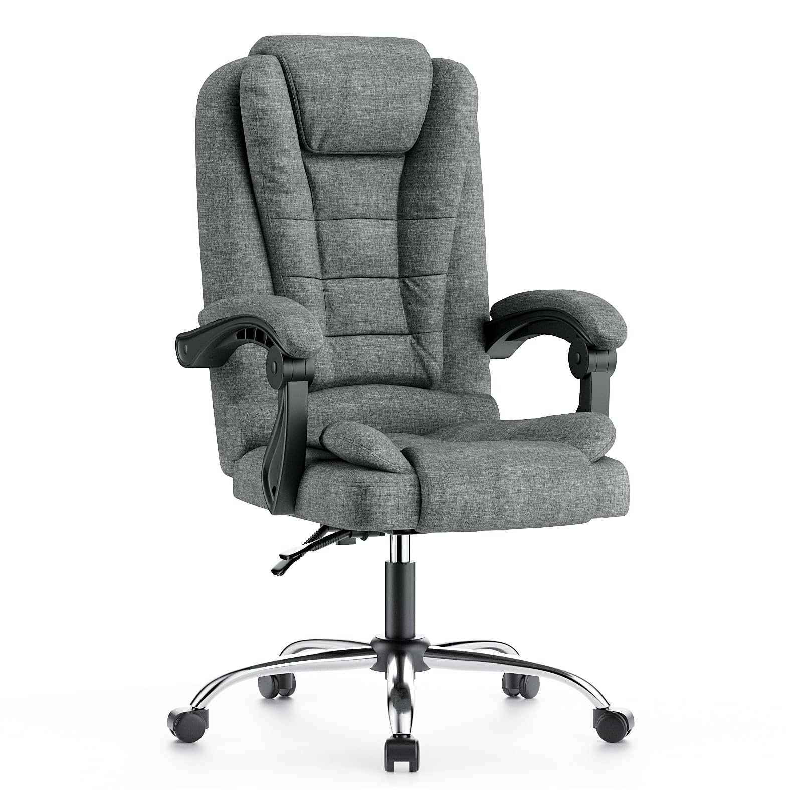 naspaluro Executive Office Chair High Back Desk Chair Ergonomic Recliner Computer Chair Gaming Chair with Tilt Function Heavy Duty for Home Office Working (Grey Fabric)