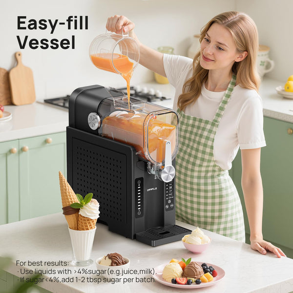 CHIVALZ Slush Machine, Frozen Drink Machine, No Ice Needed, 12H Pre-Scheduling, LED Display, Self-Cleaning, Makes Slushies, Milkshakes, Frappés & Cocktail, AD03, Black, 6 Preset Programs +1 Pack