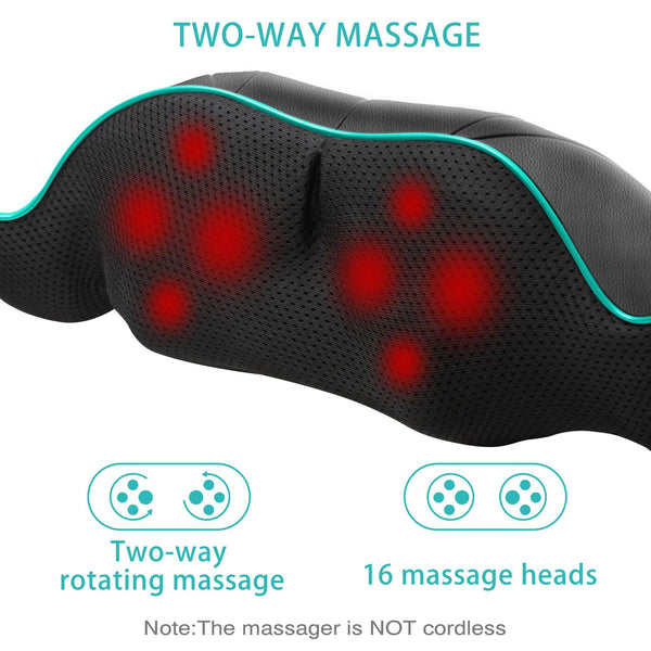 Shiatsu Neck and Shoulder Massager, AERLANG Back Massager with Heat, Deeper Tissue 4D Kneading Massage for Shoulder, Neck and Back, Use at Home, Office, Car - Birthday Gift for Women/Men/Mom/Dad