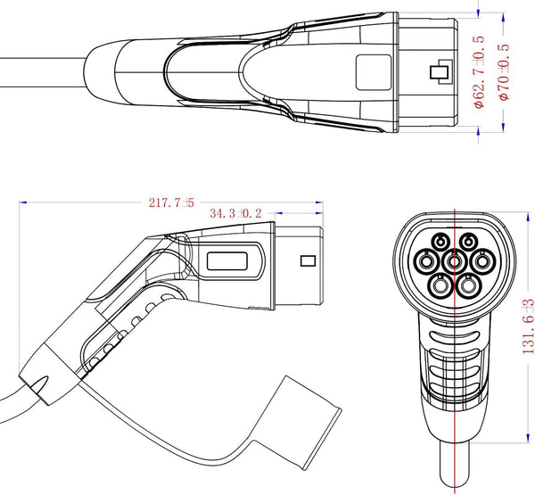 Ev Charger Cable Type 2 to 3 Pin UK Plug 10M/32.8ft, 3KW 13A with Adjustable Current, Includes UI Display Screen, Storage Bag & Wall Mount