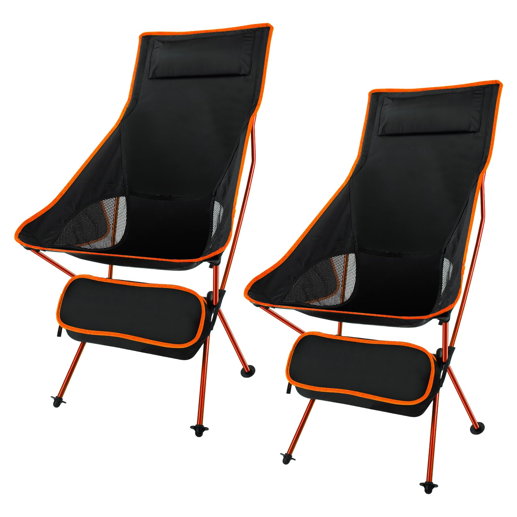 SOPPY Folding Camping Chair Ultra Lightweight, Portable Backpacking Chair, Heavy Duty 135kg Capacity, Outdoor Chairs with Carry Bag for Camping, Garden, Fishing, Beach,BBQs - Orange