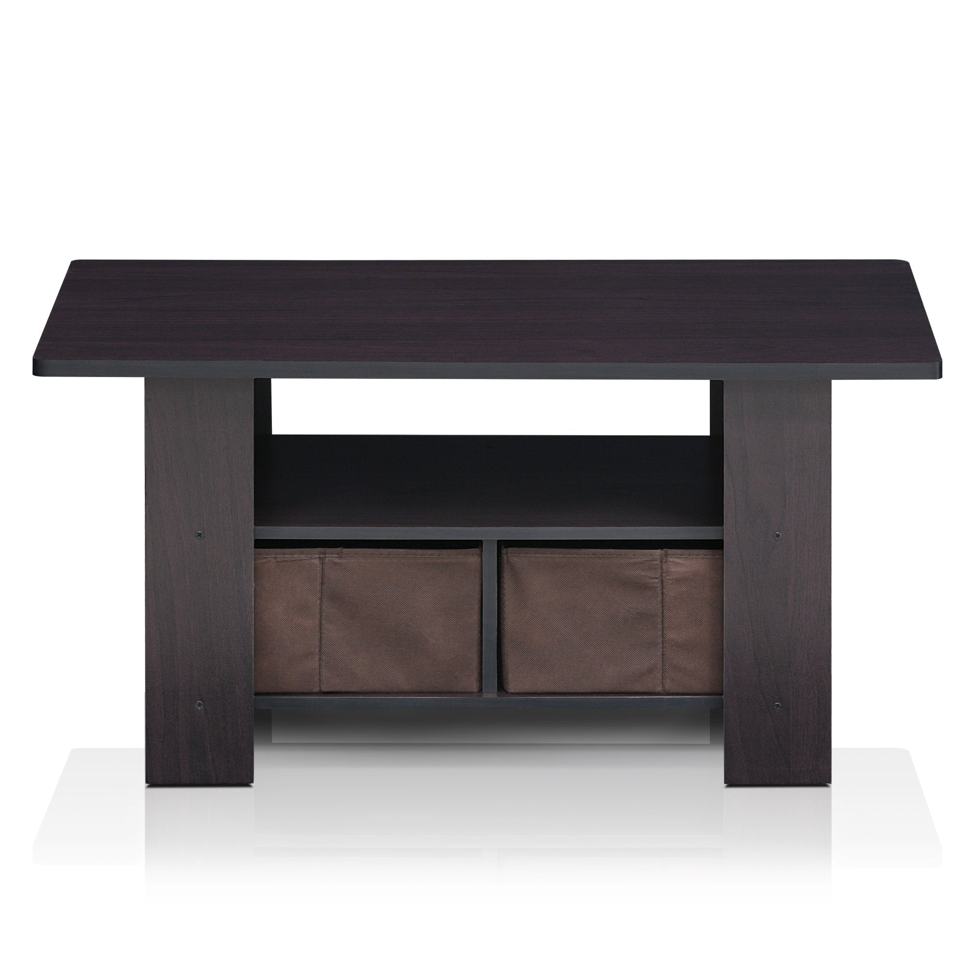 Furinno Andrey Coffee Table with Bin Drawer, Dark Walnut, 80 (W) x 39.6 (H) x 48.3 (D) cm