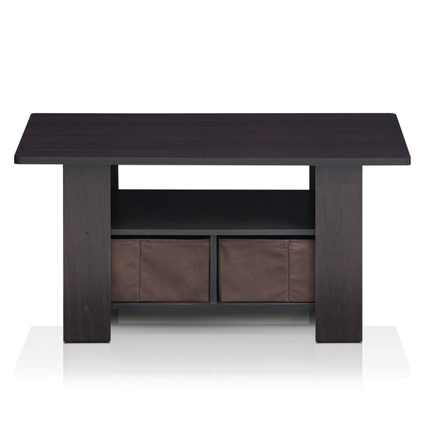 Furinno Andrey Coffee Table with Bin Drawer, Dark Walnut, 80 (W) x 39.6 (H) x 48.3 (D) cm