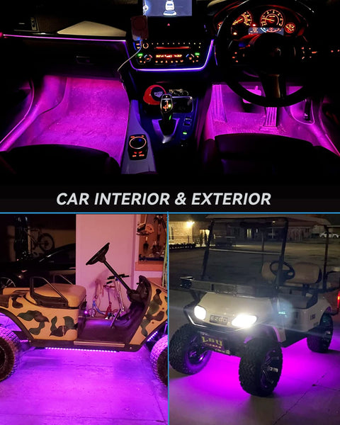 Motorbike Underglow 12V Led Strip Lights Neon Interior Car Lights Connectable Red Led Light Strips 12V for Cars Interior Lights Boat Marine Trucks 4Pack(60cm/24" Red)