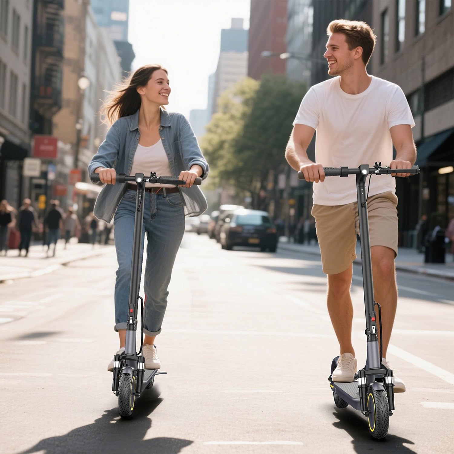 Electric Scooter, Electric Scooter Adult 350W with 25-35KM Range, Max Speed 25KM/H, 8.5" Solid Tire, Double Braking System for Adults and Teens
