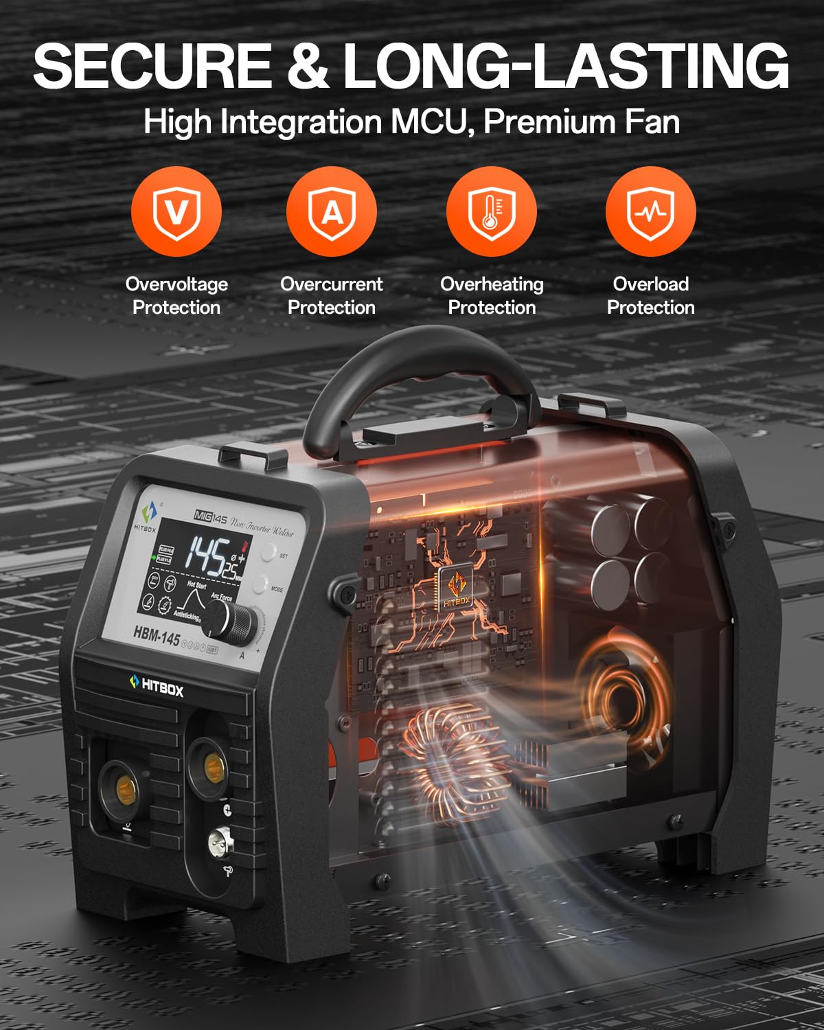 HITBOX MIG Welder 240V, 200Amp 7 in 1 Gas MIG/Gasless MIG/Stick/Lift TIG/Spot Welding/Spool Gun Aluminum Welder Machine, Multi Process Synergy Welding Machine with LED Display Pre/Post Gas(MIG200III)