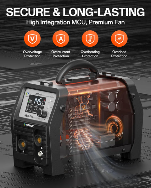 HITBOX MIG Welder 240V, 200Amp 7 in 1 Gas MIG/Gasless MIG/Stick/Lift TIG/Spot Welding/Spool Gun Aluminum Welder Machine, Multi Process Synergy Welding Machine with LED Display Pre/Post Gas(MIG200III)
