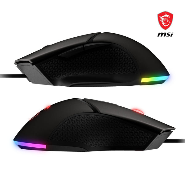 MSI CLUTCH GM51 LIGHTWEIGHT Gaming Mouse - 26000 DPI Optical Sensor, Elite 0.125ms Latency, 60M+ Click OMRON Switches, 6-Buttons, FriXionFree Cable, RGB Diamond LightGrips, 75g - Wired