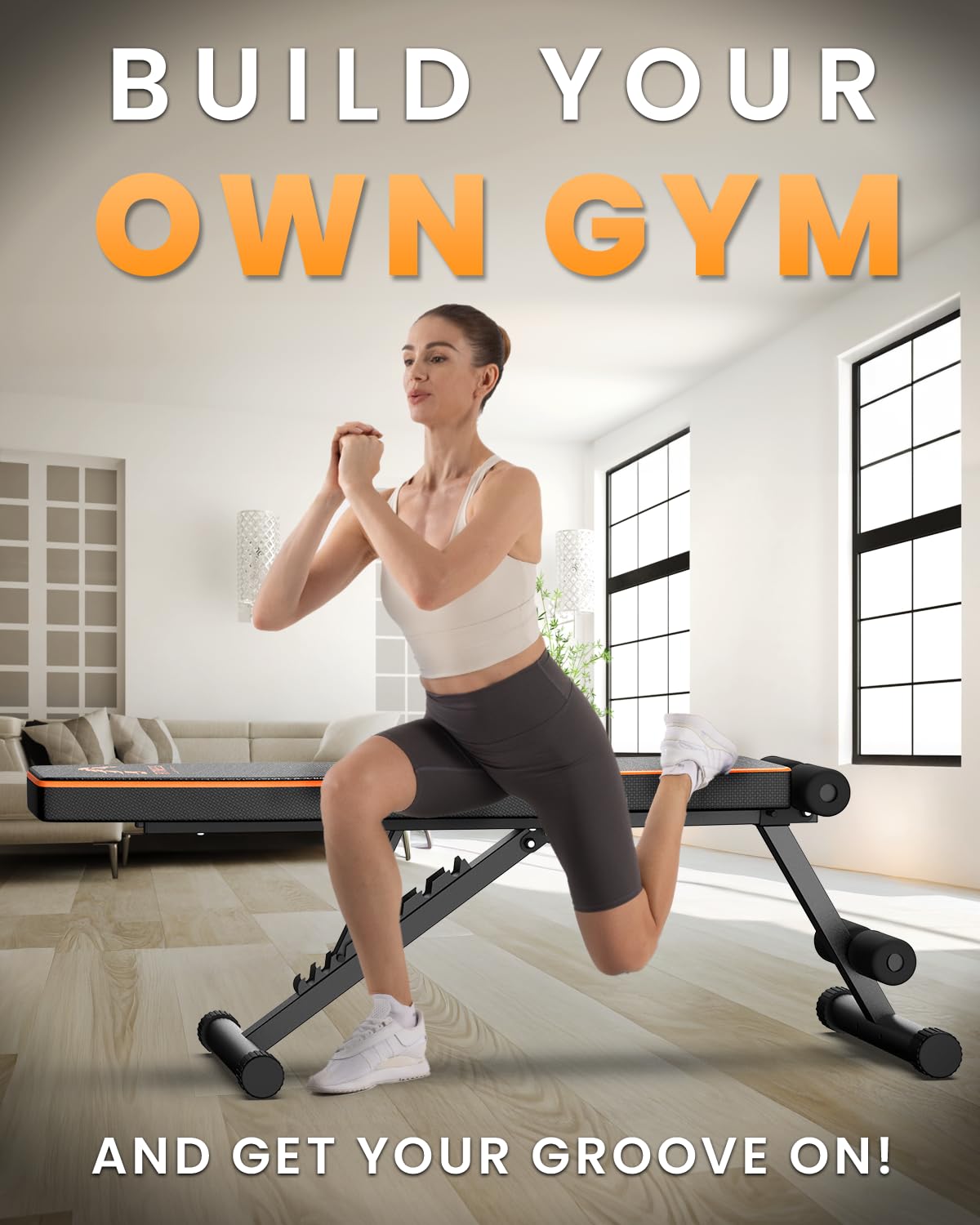 Dskeuzeew Weight Bench, 660 LB Stable Workout Bench, 8 Backrest Adjustments, Adjustable Strength Training Bench for Full Body Workout with Fast Folding