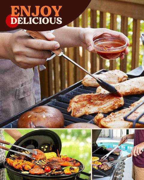 KALAHOL 7-in-1 BBQ Tools Set Extra Thick Stainless Steel Grill Tool Set with Storage Bag, Premium Complete Outdoor BBQ Utensils Set Professional Barbecue Accessories BBQ Kit for Men and Women Gift