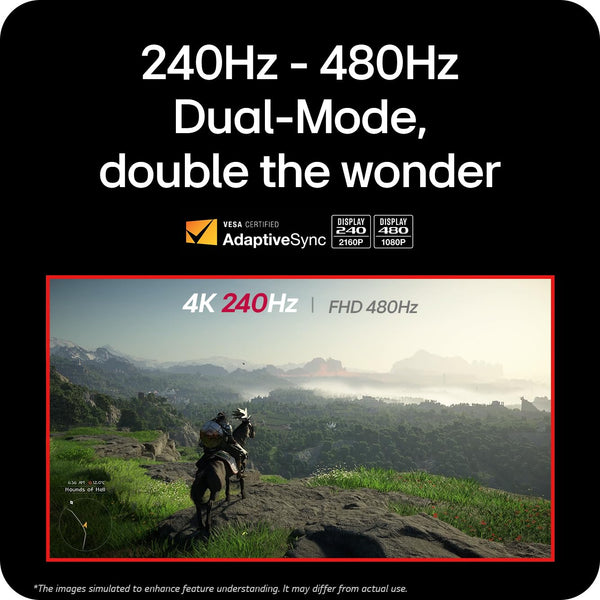 LG UltraGear G8 Gaming Monitor 27G850A – 4K UHD Nano IPS 27 inch, Dual-Mode 240Hz / 480Hz, 1ms (GtG), AMD FreeSync Premium Pro, DisplayHDR 600, DP 2.1, HDMI 2.1, Black