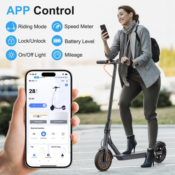 Electric Scooter, Electric Scooter Adult 350W with 25-35KM Range, Max Speed 25KM/H, 8.5" Solid Tire, Double Braking System for Adults and Teens