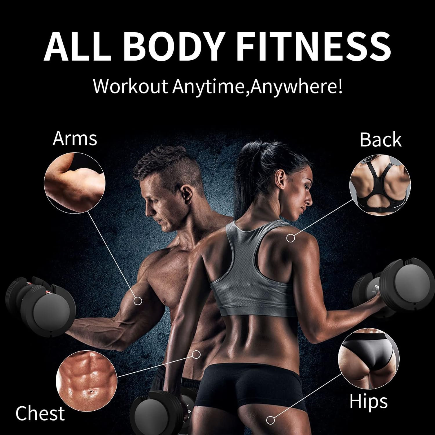 EnterSports 12kg/18KG/27KG Adjustable Dumbbells,Dumbbell Set for Saving Place, Dumbbell Weights with Non-Slip Handle, Home Gym Strength Training Equipment for Full Bodybuilding