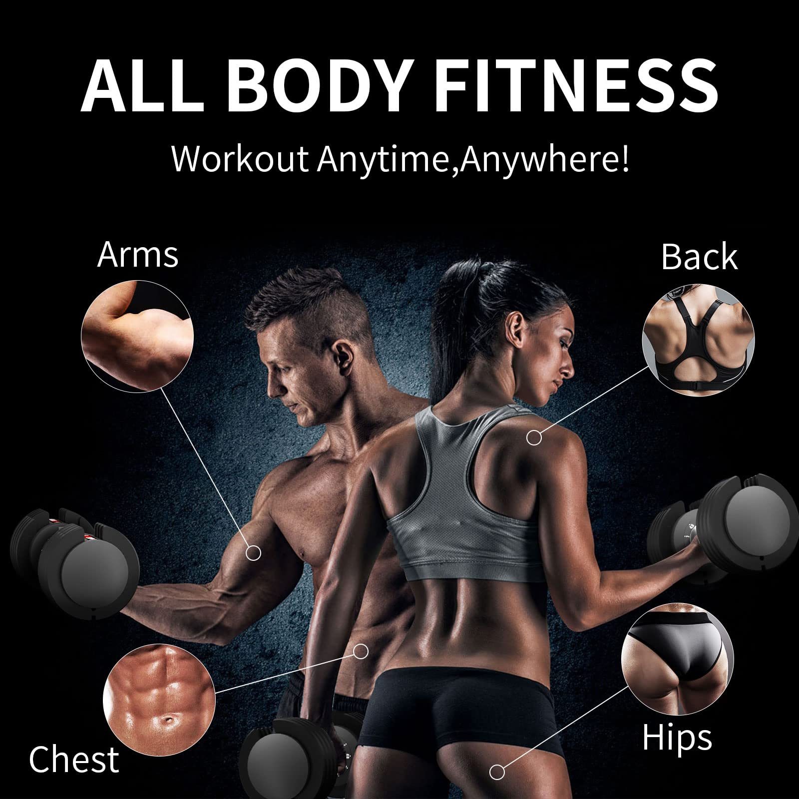 EnterSports 12kg/18KG/27KG Adjustable Dumbbells,Dumbbell Set for Saving Place, Dumbbell Weights with Non-Slip Handle, Home Gym Strength Training Equipment for Full Bodybuilding