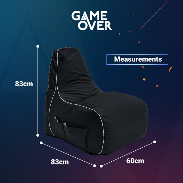 Game Over Lich Blade Video Gaming Bean Bag Chair | Indoor Living Room | Side Pockets for Controllers | Headset Holder | Ergonomic Design for the Dedicated Gamer