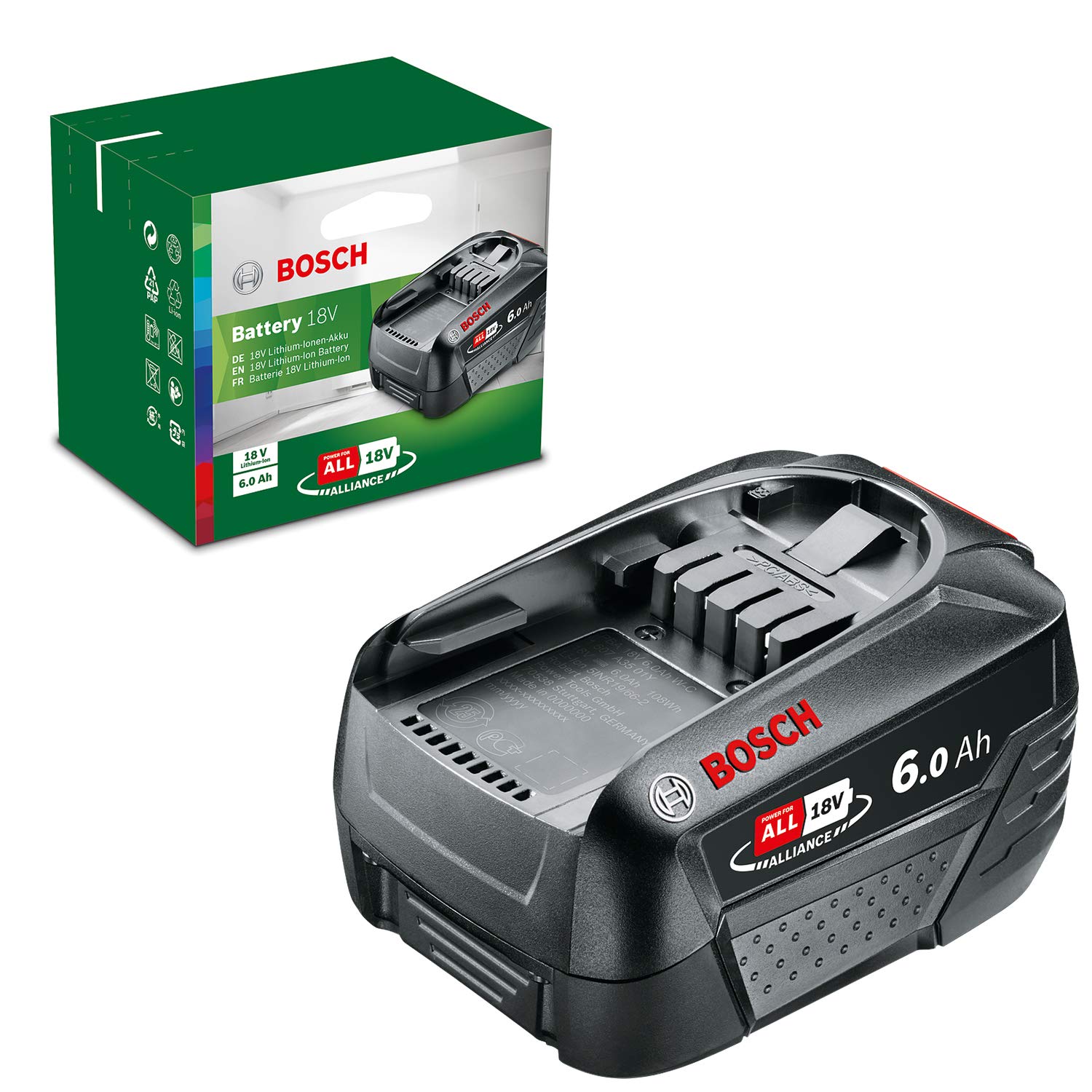 Bosch Battery pack PBA 18V 4.0Ah W-C (18 volt System, 4.0Ah, in Carton Packaging)