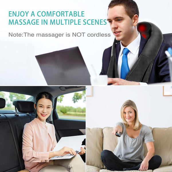 Shiatsu Neck and Shoulder Massager, AERLANG Back Massager with Heat, Deeper Tissue 4D Kneading Massage for Shoulder, Neck and Back, Use at Home, Office, Car - Birthday Gift for Women/Men/Mom/Dad