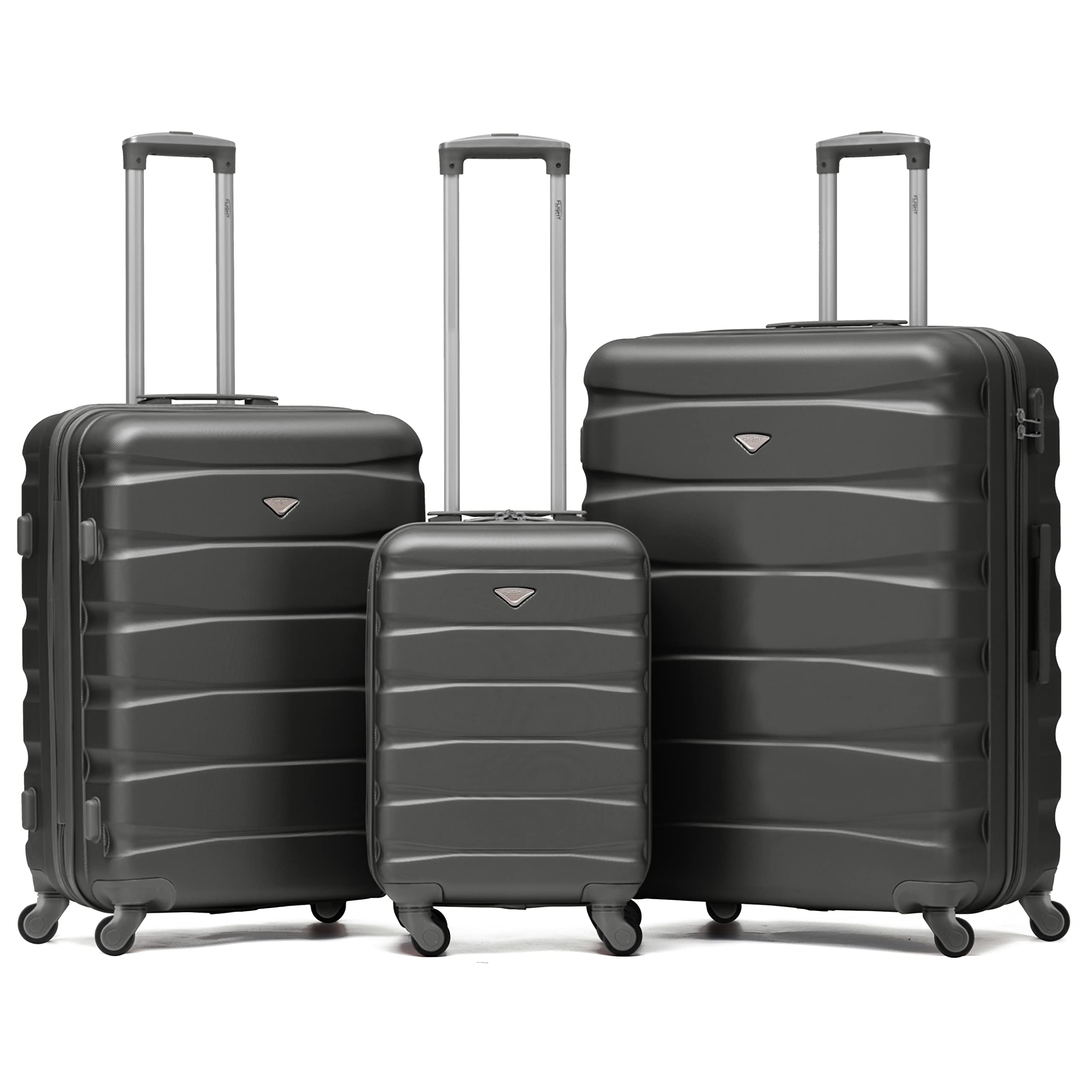 Flight Knight Set of 3 Lightweight 4 Wheel ABS Hard Case Suitcases Cabin & Hold Luggage Options Approved for Over 100 Airlines Including easyJet, British Airways, Ryanair, Jet2 & Many More
