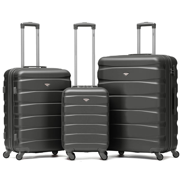 Flight Knight Set of 3 Lightweight 4 Wheel ABS Hard Case Suitcases Cabin & Hold Luggage Options Approved for Over 100 Airlines Including easyJet, British Airways, Ryanair, Jet2 & Many More