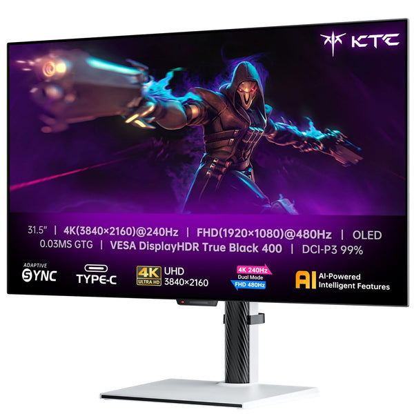 KTC Flat 32 Inch Monitor, QHD 1440P 2K@100Hz IPS Large Computer Monitor, Ultra Thin Bezels, Anti-Blue Light, HDR10, 103% sRGB, 86% DCI-P3, 350 Nits, 3ms MPRT, Adaptive Sync for Working and Gaming