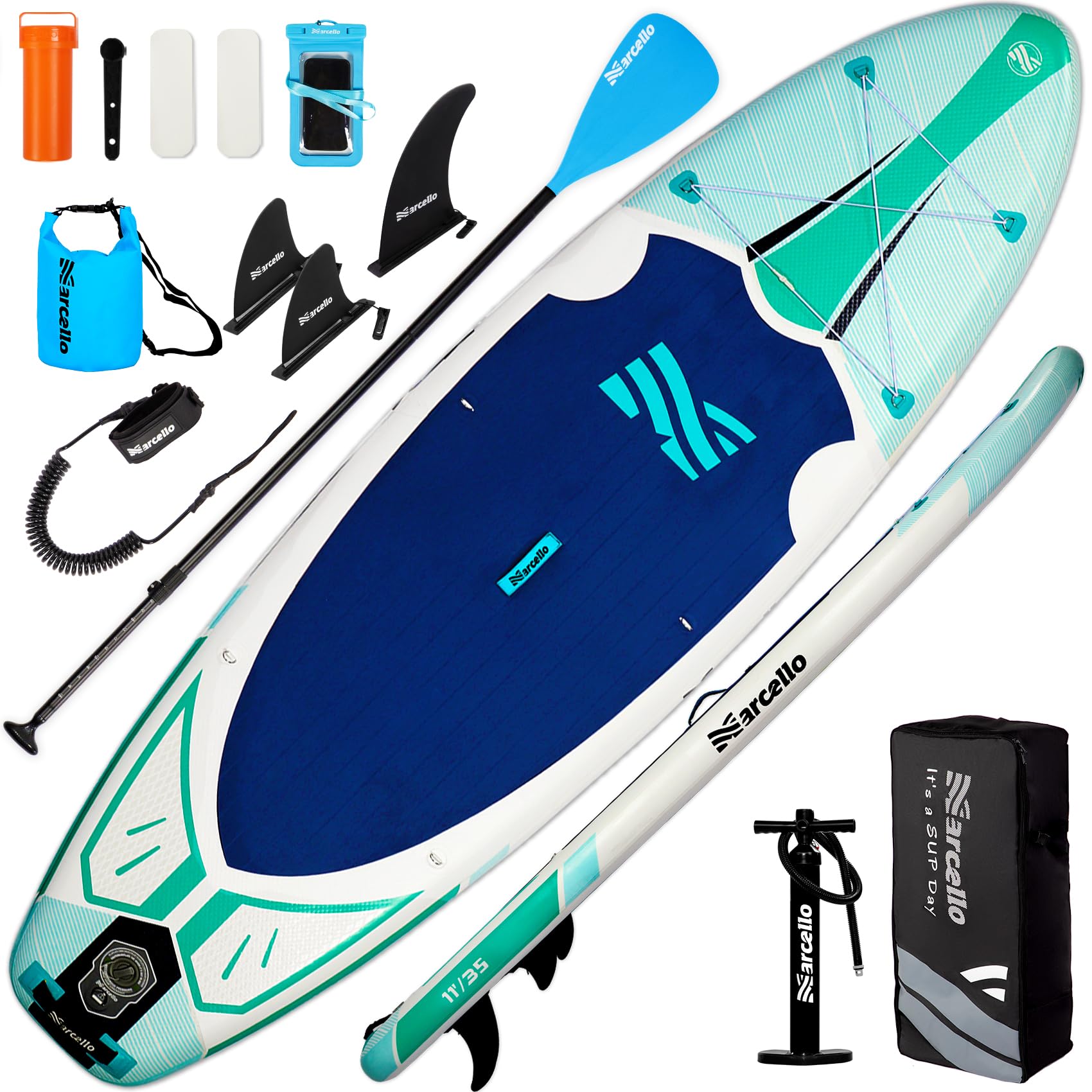 Baudelio Paddle Board, Inflatable Stand UP Paddle Board, 11’x 34”x 6” Paddle Board with Backpack, Hand Pump, Storage Bag, Phone Case, Ultra-Light Paddle Board for Adults
