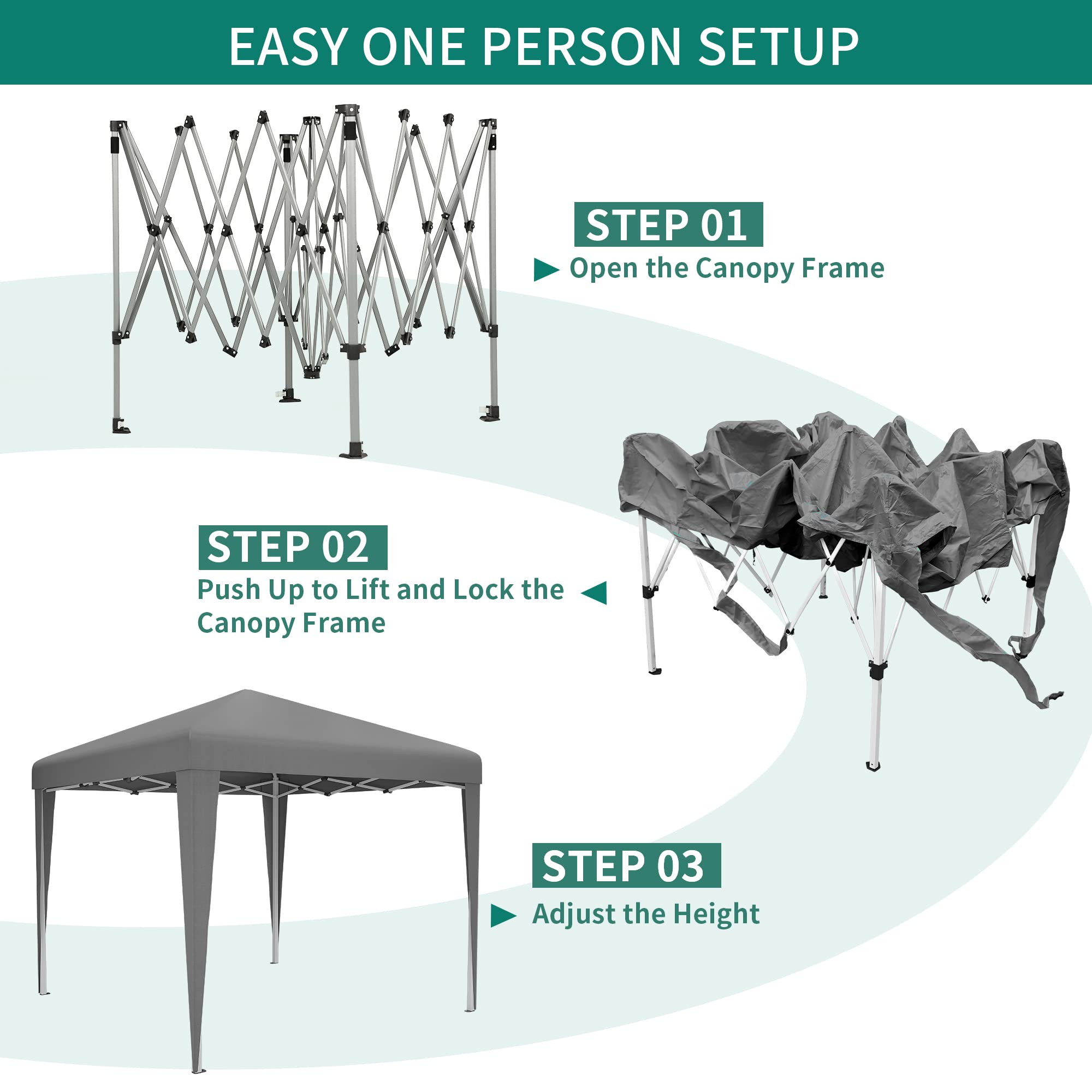YITAHOME 3x3Meter Instant Heavy Duty Pop Up Gazebo, Folding Garden Camping Party Tent Canopy Marquee with Roller Bag