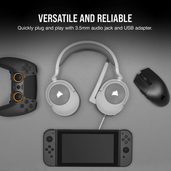 CORSAIR HS55 SURROUND Lightweight Multiplatform Wired Gaming Headset – Dolby 7.1 Surround Sound – iCUE Compatible – PC, Mac, PS5, PS4, Xbox, Nintendo Switch, Mobile – Carbon