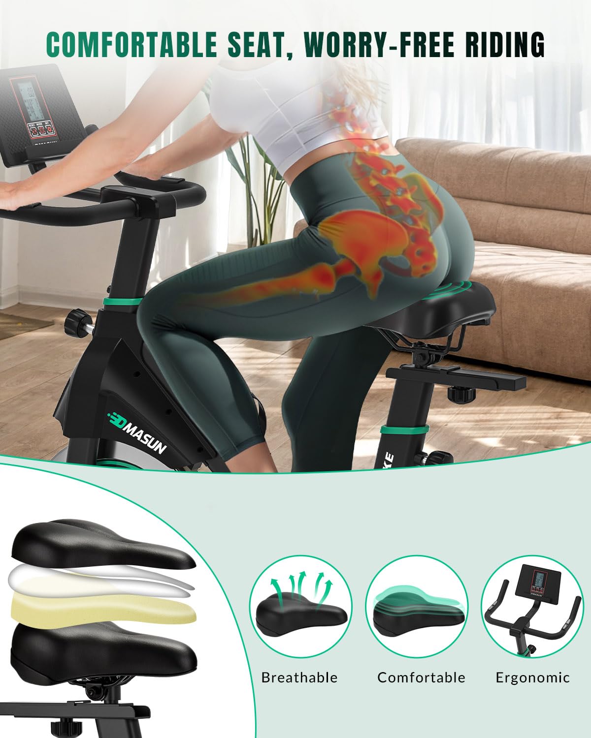 DMASUN Exercise Bike Professional with Large Tablet Holder & LCD Display, Quiet Indoor Cycling Bike for Home Training Cardio with Heavier Flywheel, 0-100% Resistance Spin Bike with 350LBs Capacity