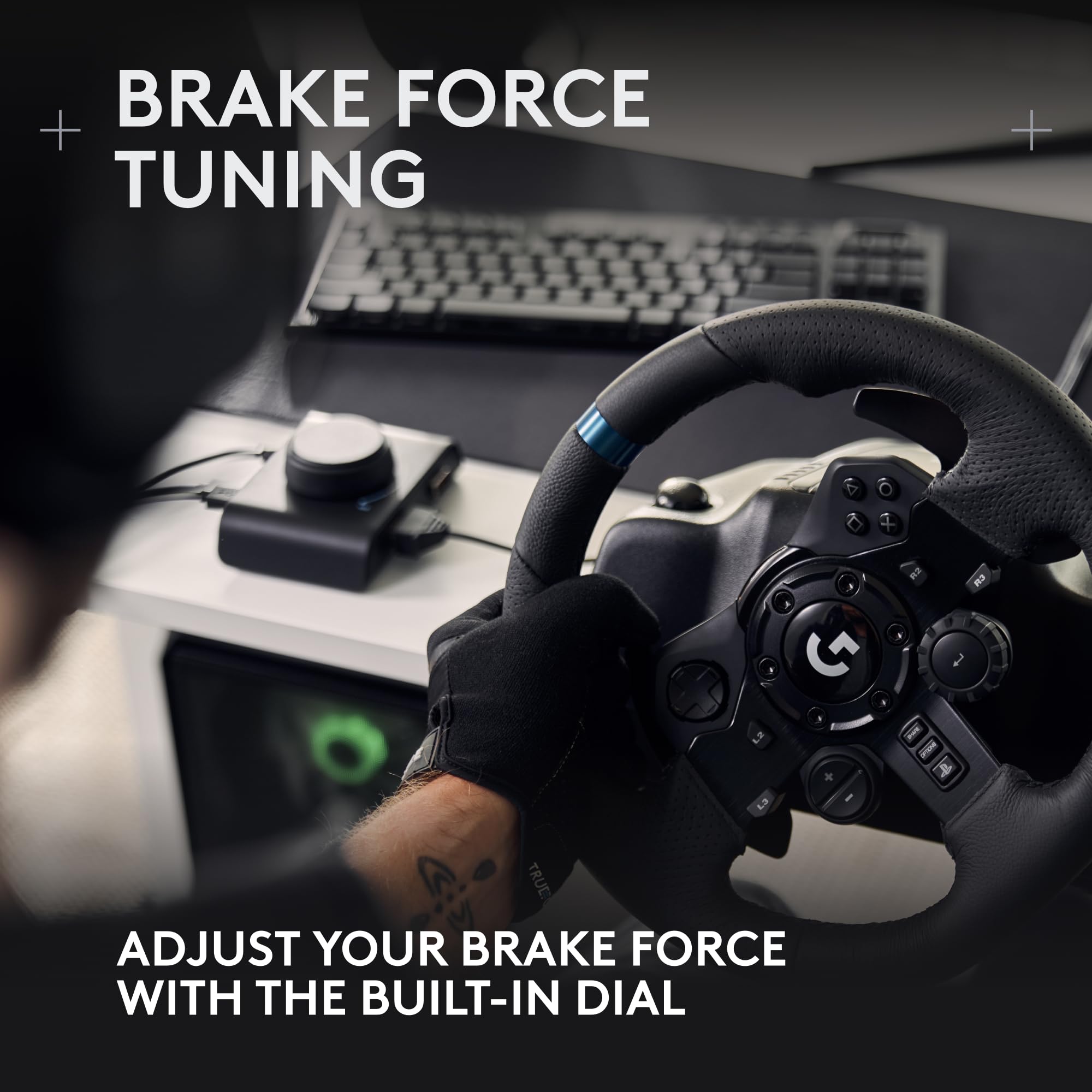 Logitech G G923 Racing Wheel and Pedals, TRUEFORCE up to 1000 Hz Force Feedback, Responsive Driving Design, Dual Clutch Launch Control, Genuine Leather Wheel Cover, for PS5, PS4, PC, Mac - Black